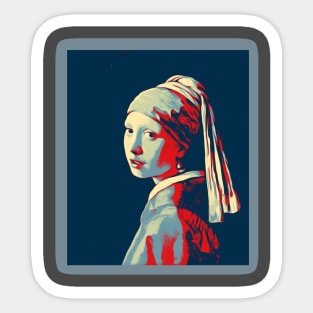 Girl with a Pearl Earring  Painting by Johannes Vermeer - Obama colors Sticker